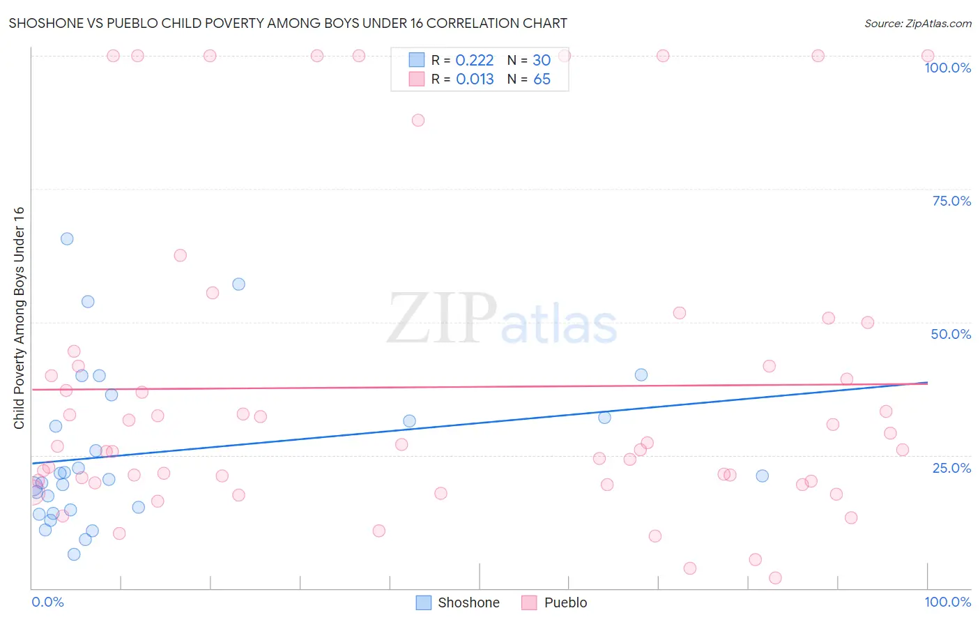 Shoshone vs Pueblo Child Poverty Among Boys Under 16