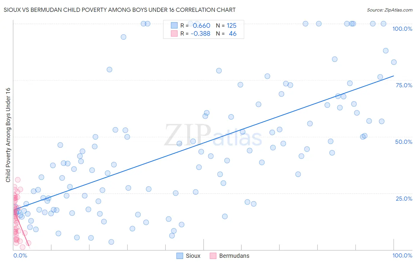 Sioux vs Bermudan Child Poverty Among Boys Under 16