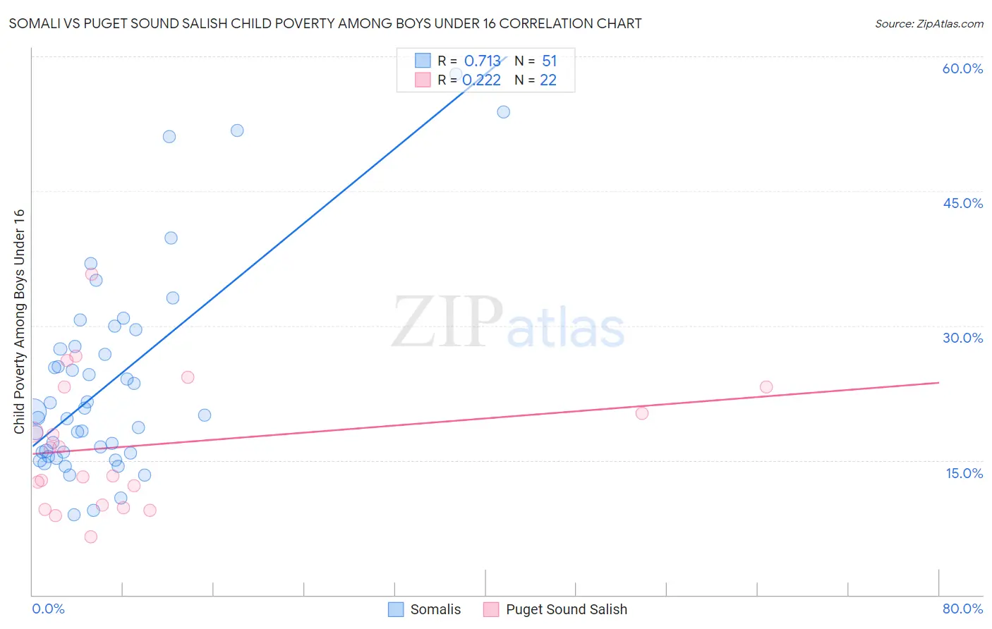 Somali vs Puget Sound Salish Child Poverty Among Boys Under 16