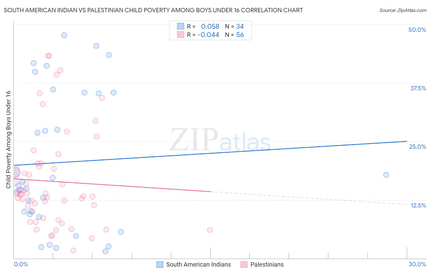 South American Indian vs Palestinian Child Poverty Among Boys Under 16