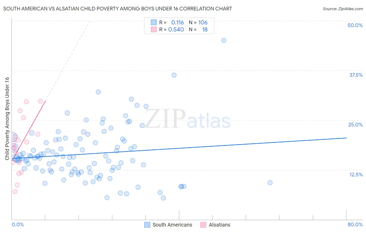 South American vs Alsatian Child Poverty Among Boys Under 16