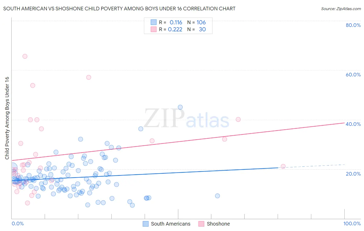 South American vs Shoshone Child Poverty Among Boys Under 16