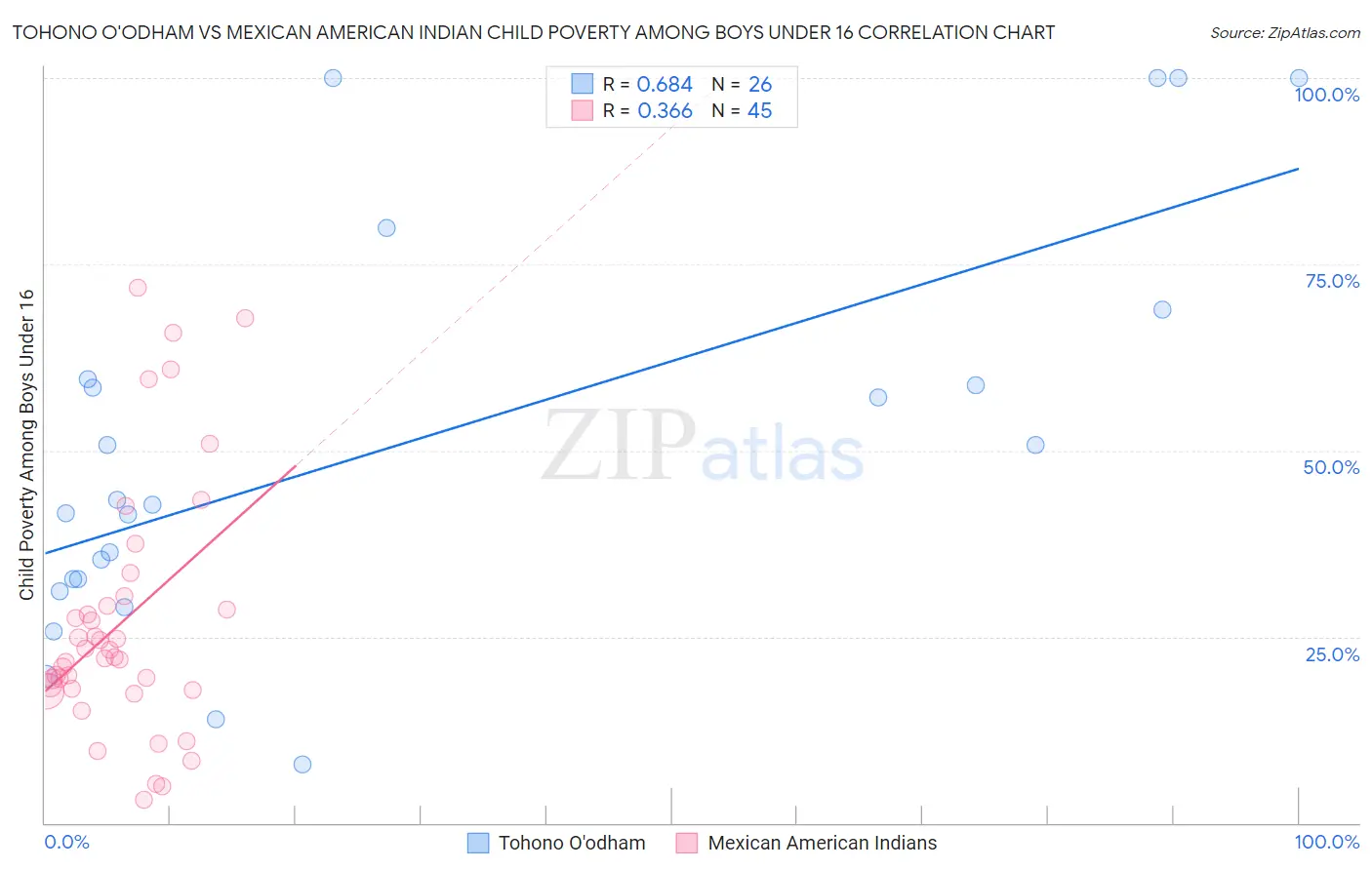 Tohono O'odham vs Mexican American Indian Child Poverty Among Boys Under 16