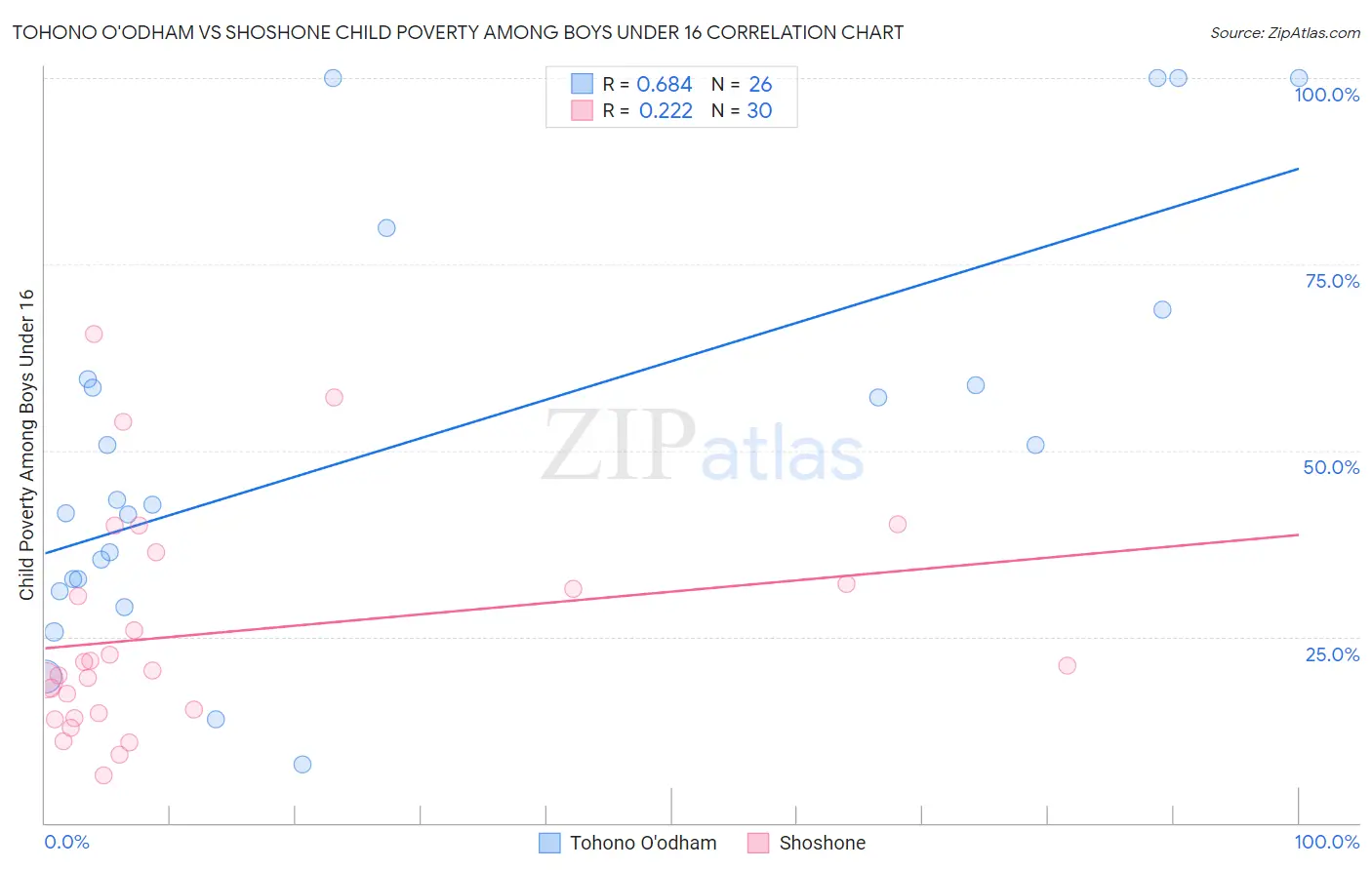 Tohono O'odham vs Shoshone Child Poverty Among Boys Under 16