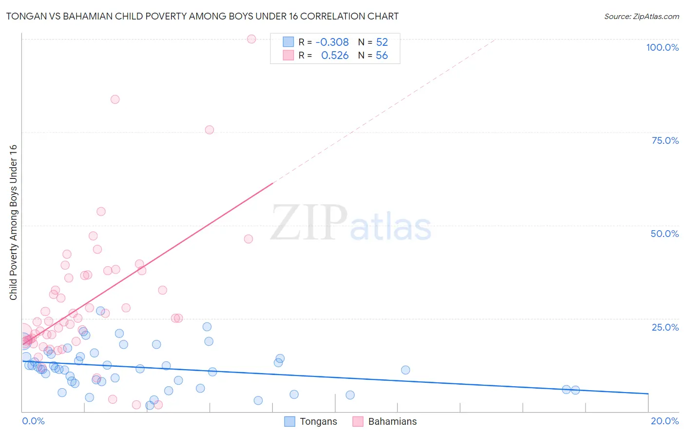 Tongan vs Bahamian Child Poverty Among Boys Under 16