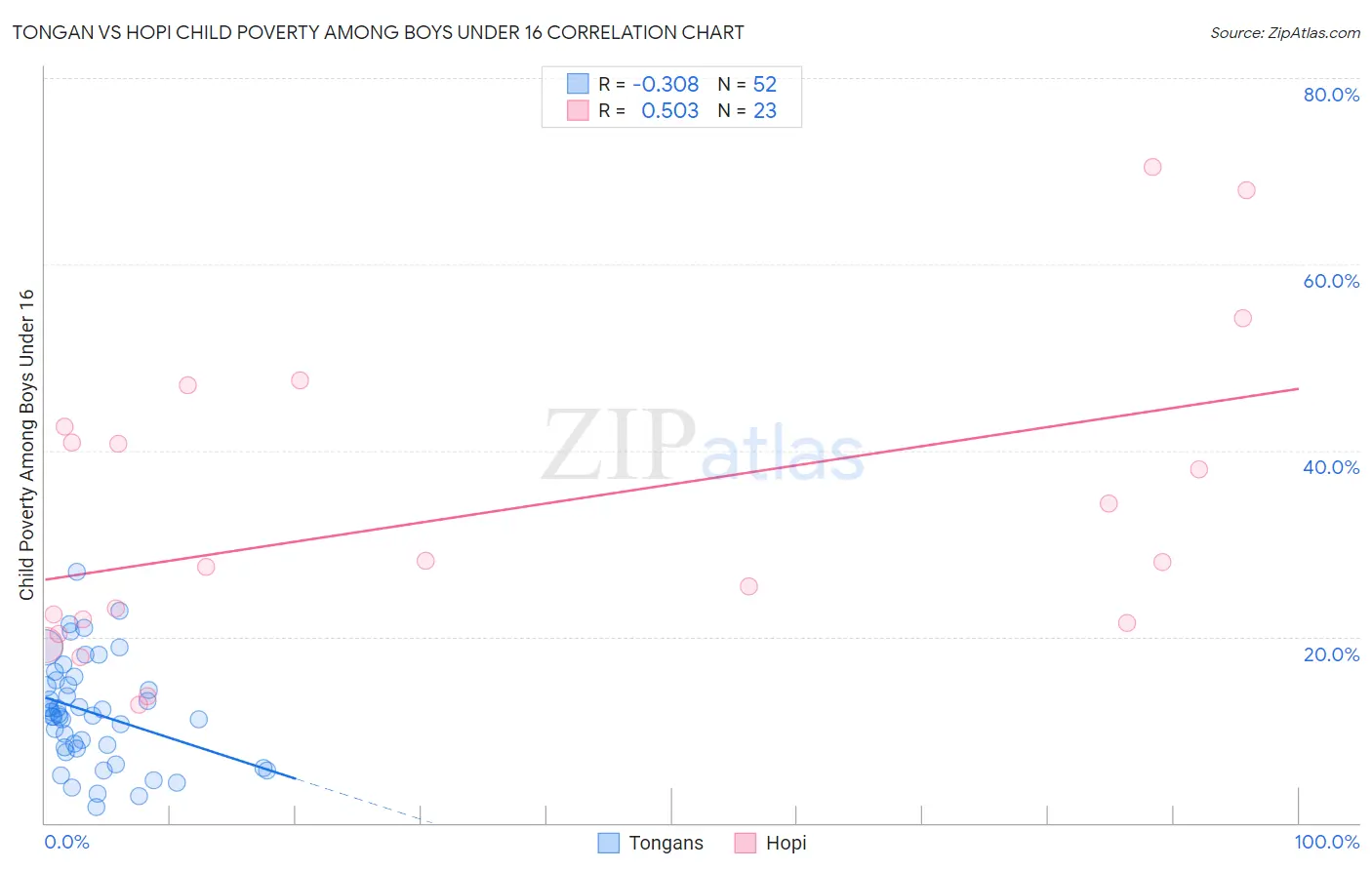 Tongan vs Hopi Child Poverty Among Boys Under 16