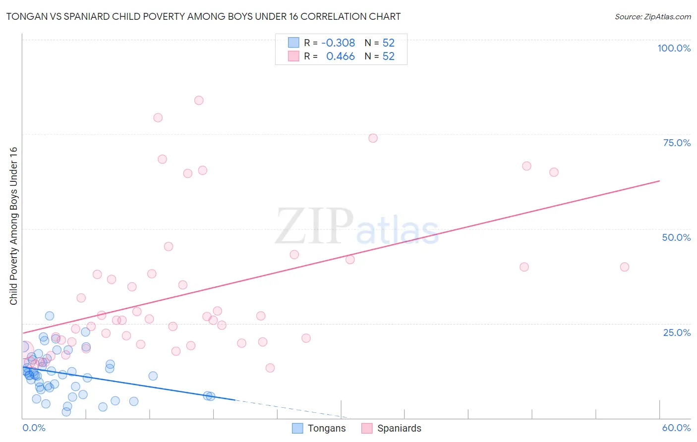 Tongan vs Spaniard Child Poverty Among Boys Under 16
