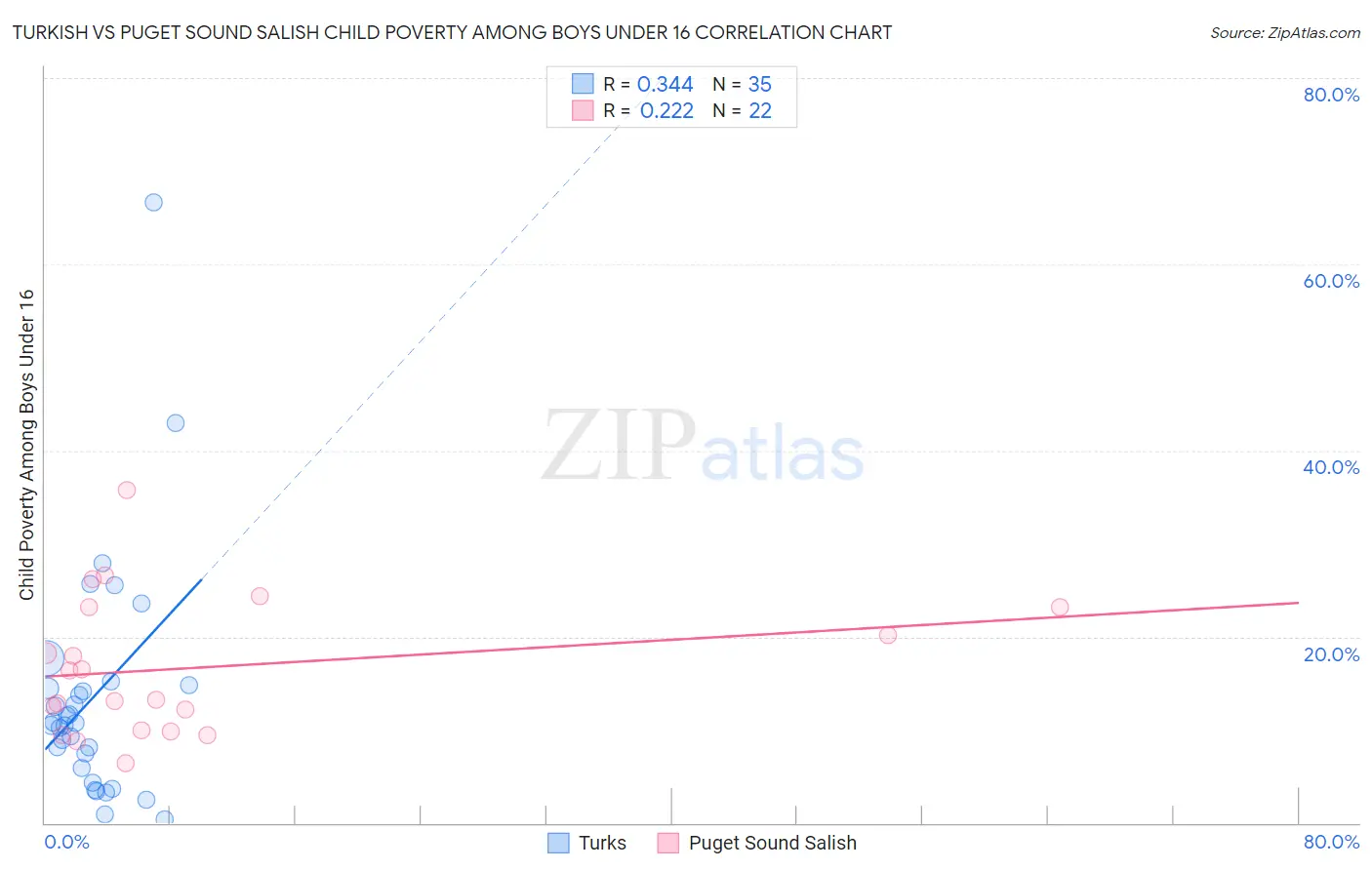 Turkish vs Puget Sound Salish Child Poverty Among Boys Under 16