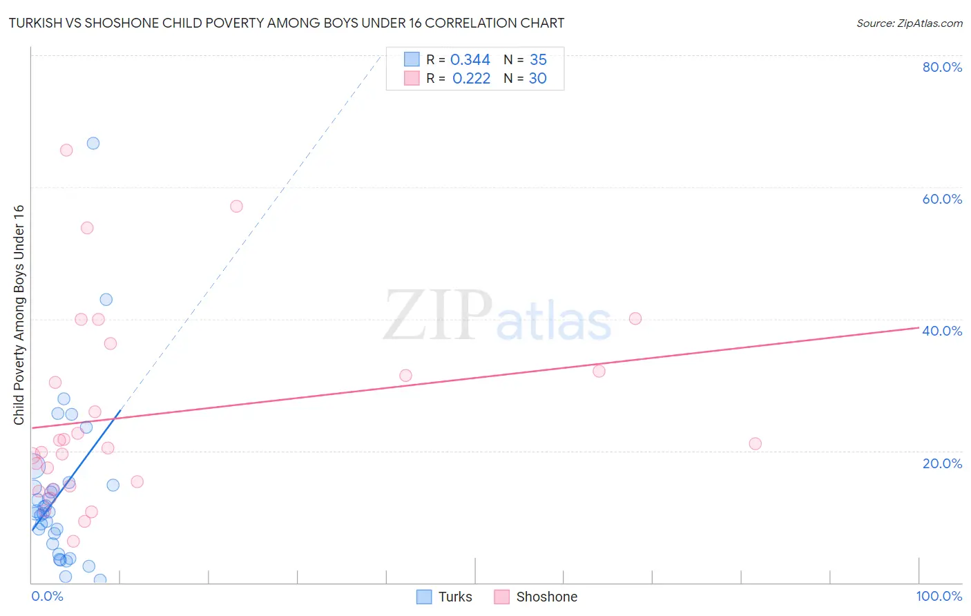 Turkish vs Shoshone Child Poverty Among Boys Under 16