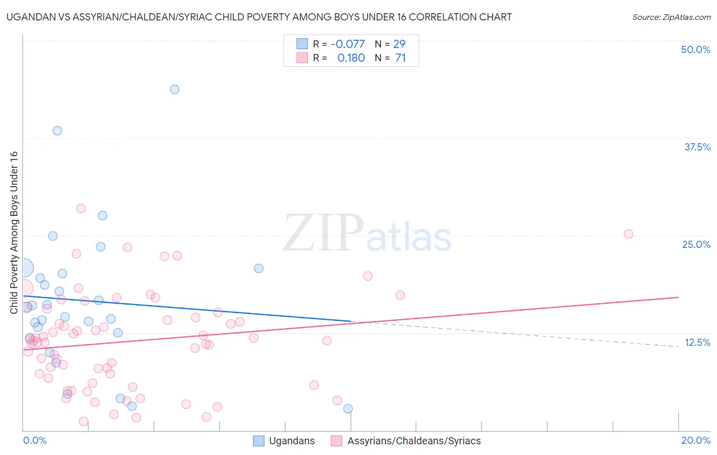 Ugandan vs Assyrian/Chaldean/Syriac Child Poverty Among Boys Under 16