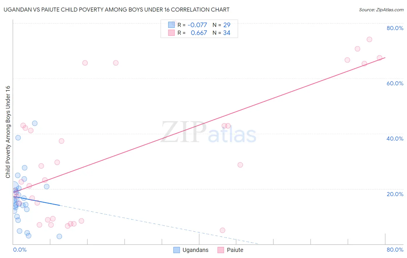 Ugandan vs Paiute Child Poverty Among Boys Under 16