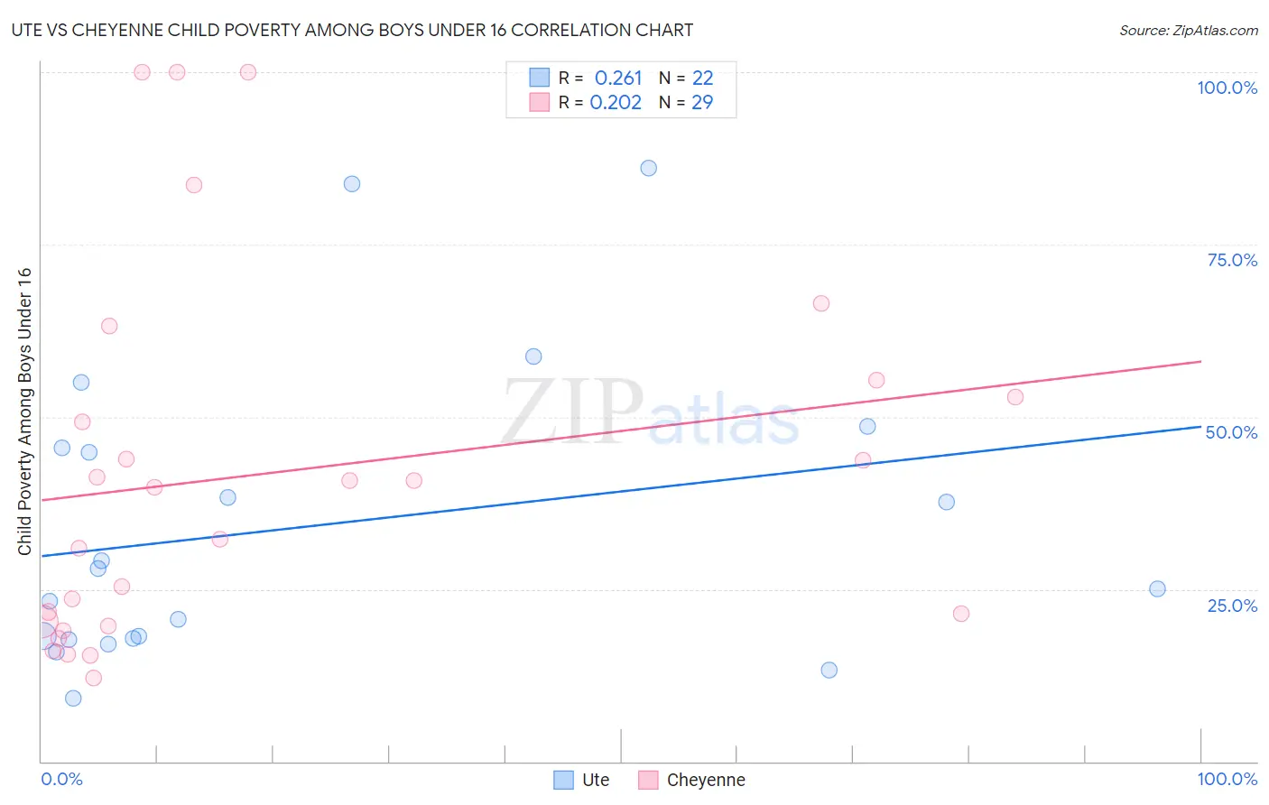 Ute vs Cheyenne Child Poverty Among Boys Under 16