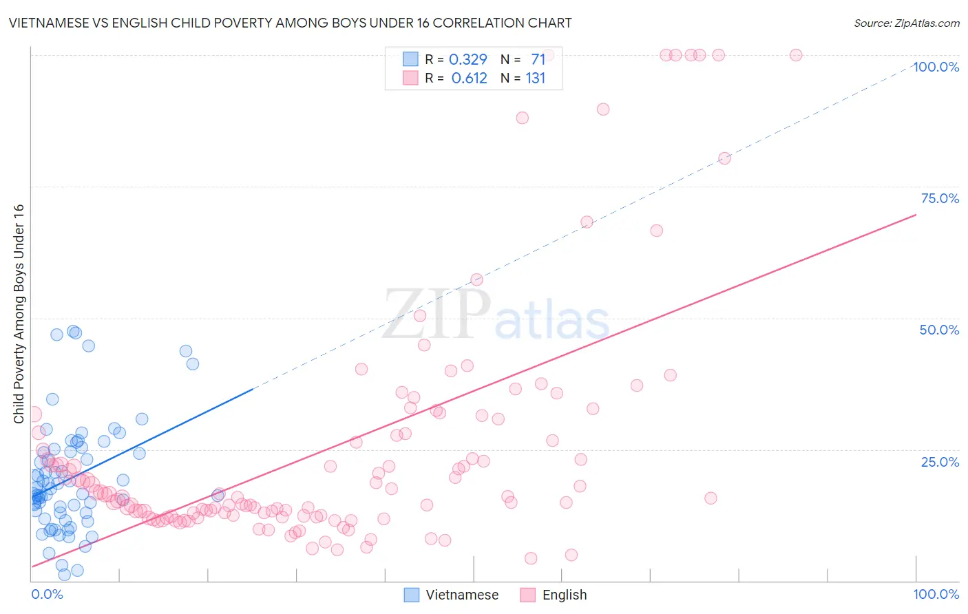 Vietnamese vs English Child Poverty Among Boys Under 16
