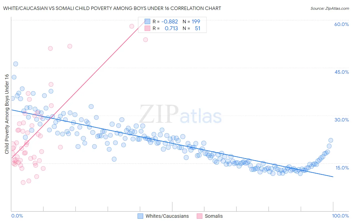 White/Caucasian vs Somali Child Poverty Among Boys Under 16