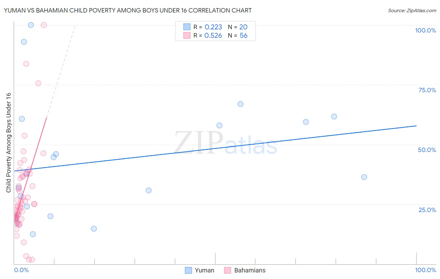 Yuman vs Bahamian Child Poverty Among Boys Under 16