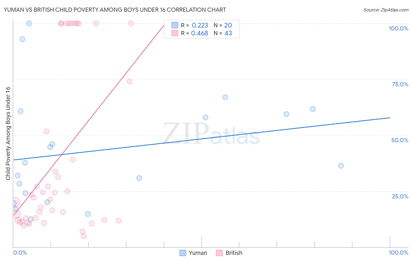 Yuman vs British Child Poverty Among Boys Under 16