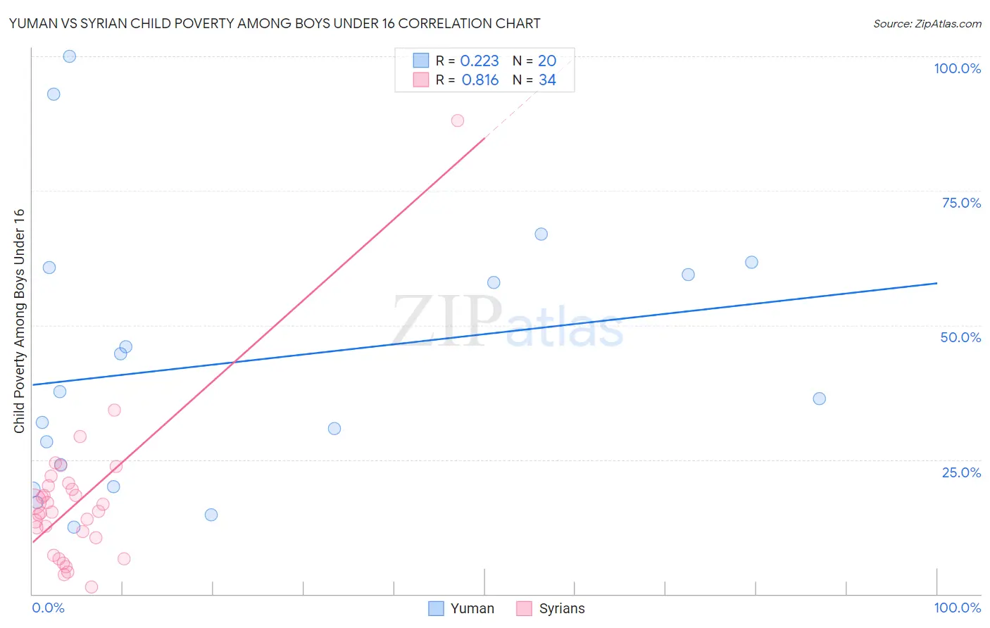 Yuman vs Syrian Child Poverty Among Boys Under 16