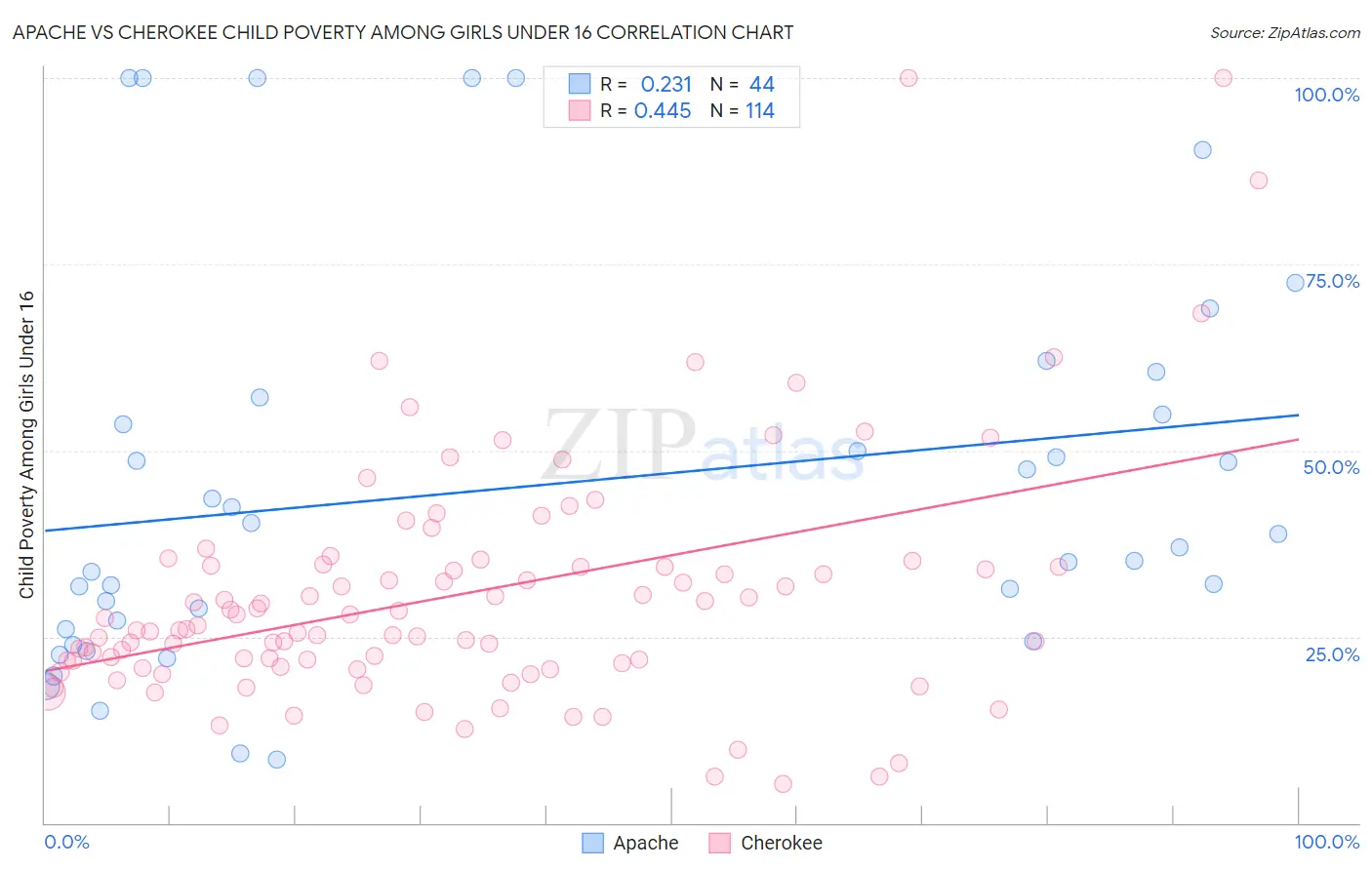 Apache vs Cherokee Child Poverty Among Girls Under 16