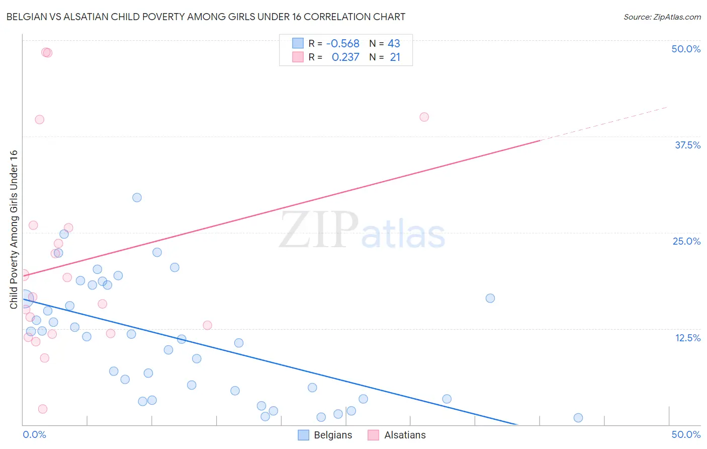 Belgian vs Alsatian Child Poverty Among Girls Under 16