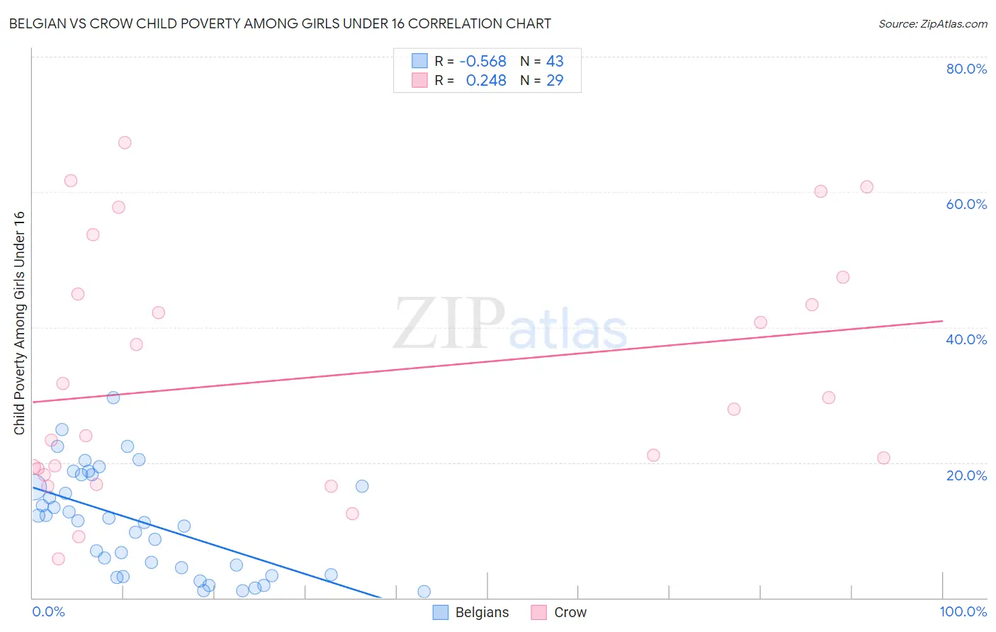 Belgian vs Crow Child Poverty Among Girls Under 16