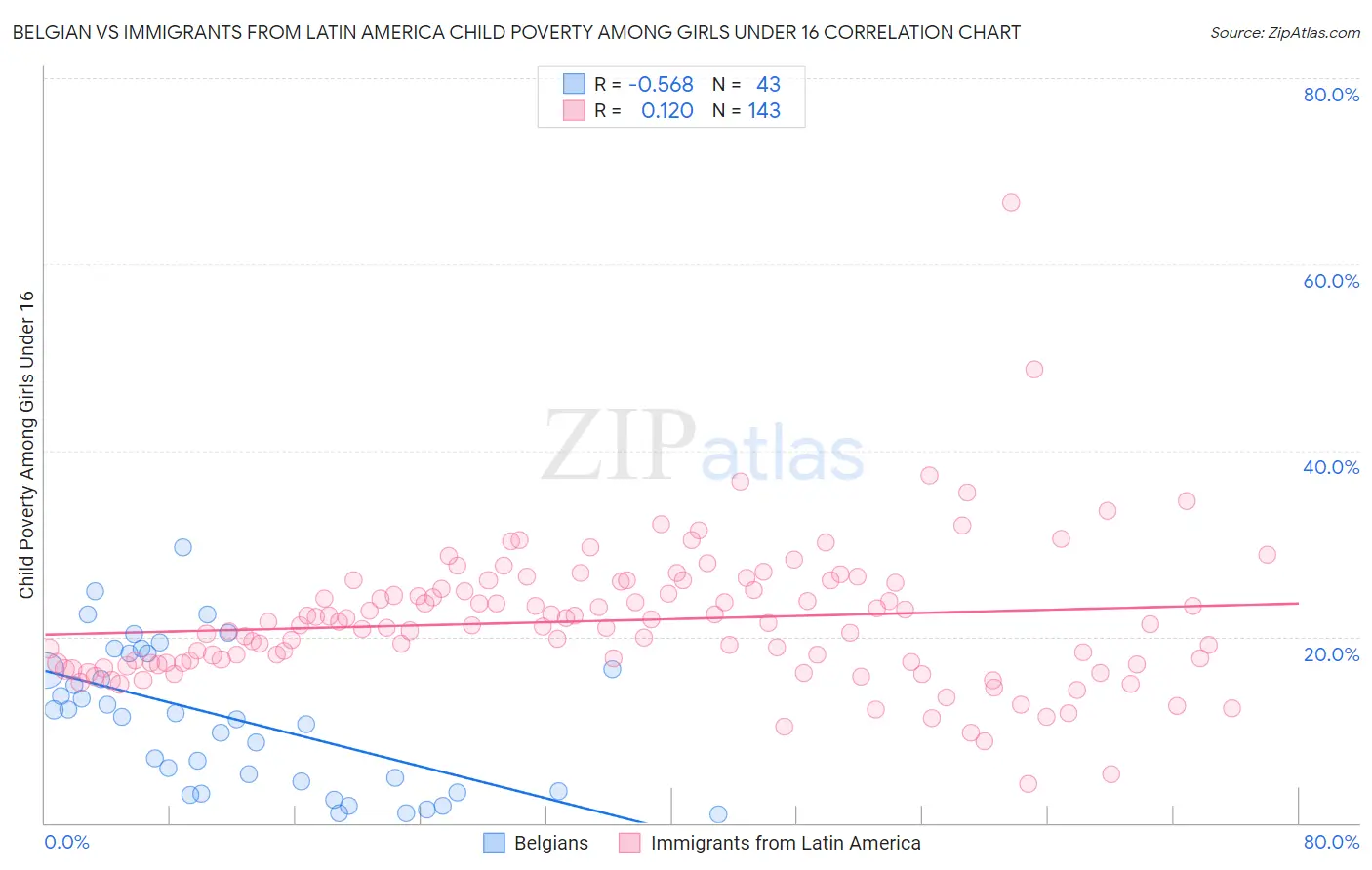 Belgian vs Immigrants from Latin America Child Poverty Among Girls Under 16