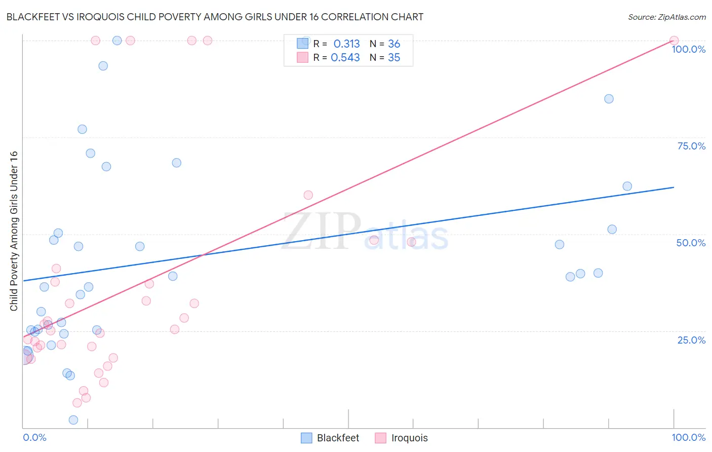 Blackfeet vs Iroquois Child Poverty Among Girls Under 16