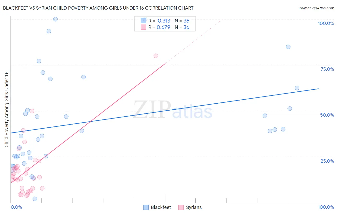 Blackfeet vs Syrian Child Poverty Among Girls Under 16