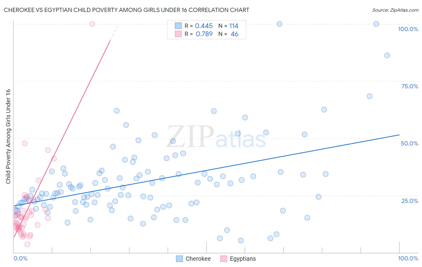 Cherokee vs Egyptian Child Poverty Among Girls Under 16