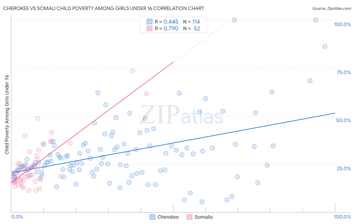 Cherokee vs Somali Child Poverty Among Girls Under 16