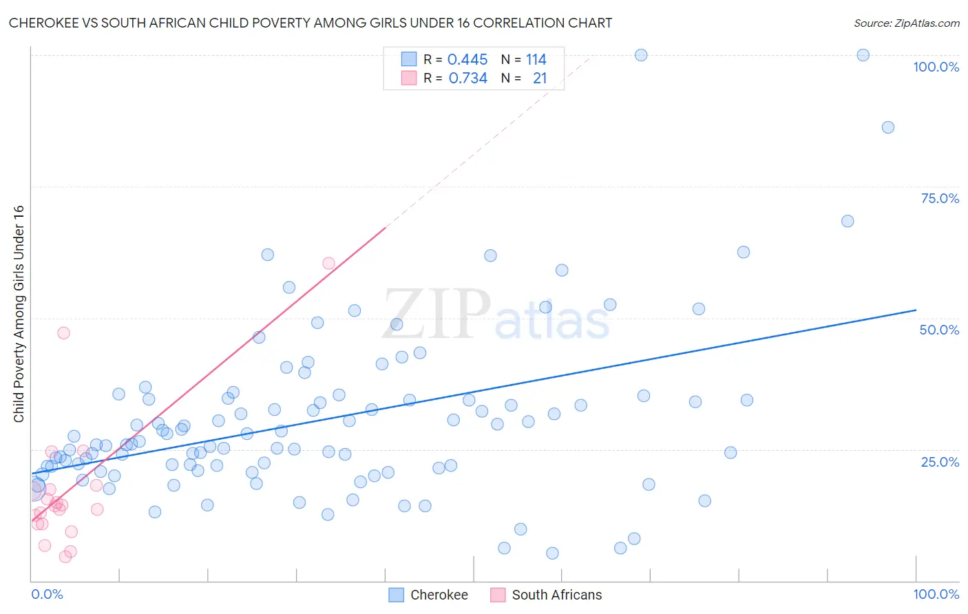 Cherokee vs South African Child Poverty Among Girls Under 16