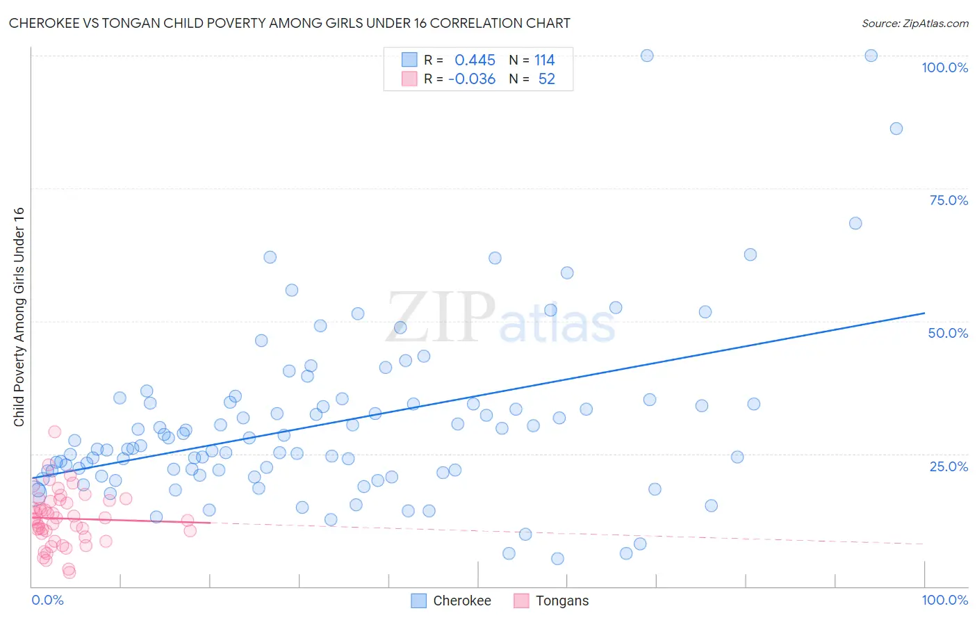 Cherokee vs Tongan Child Poverty Among Girls Under 16