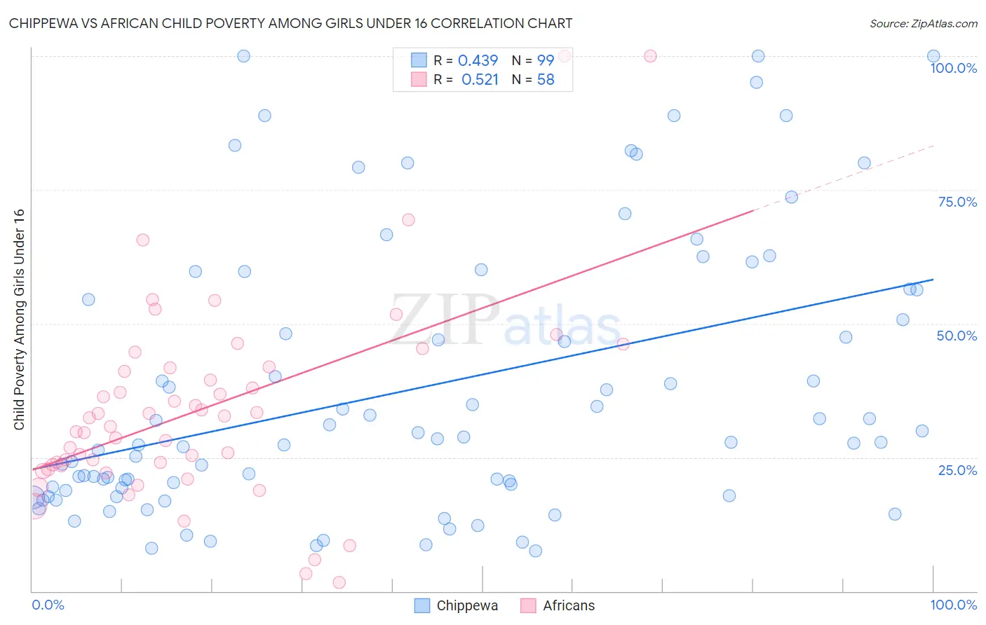 Chippewa vs African Child Poverty Among Girls Under 16