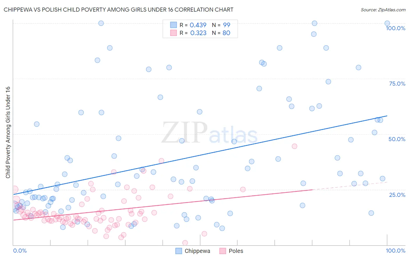 Chippewa vs Polish Child Poverty Among Girls Under 16