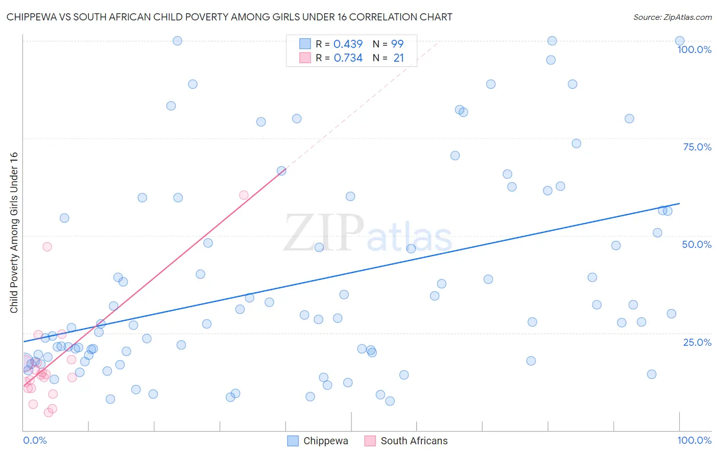 Chippewa vs South African Child Poverty Among Girls Under 16