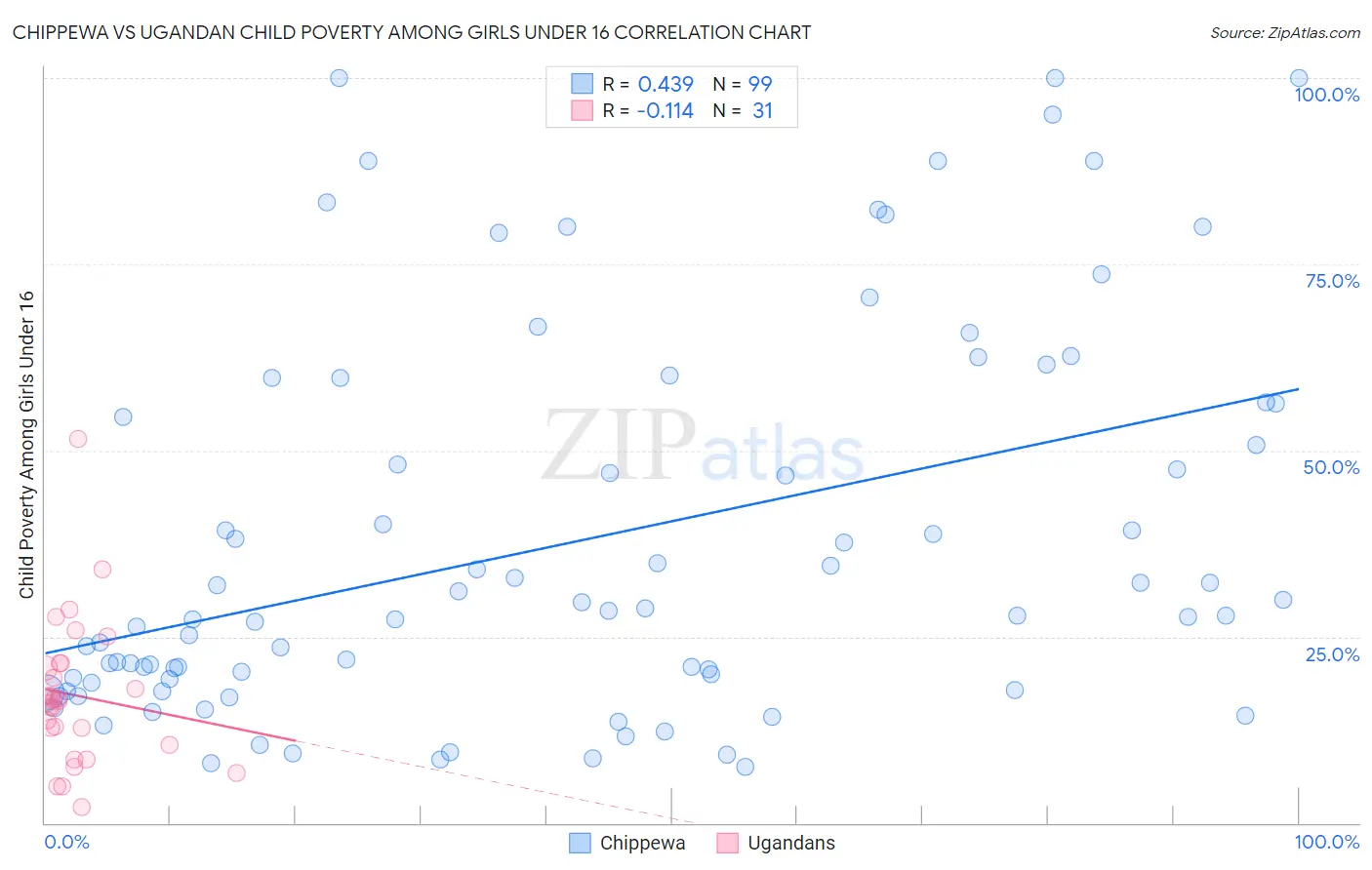 Chippewa vs Ugandan Child Poverty Among Girls Under 16