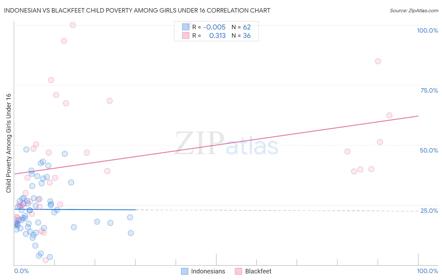 Indonesian vs Blackfeet Child Poverty Among Girls Under 16