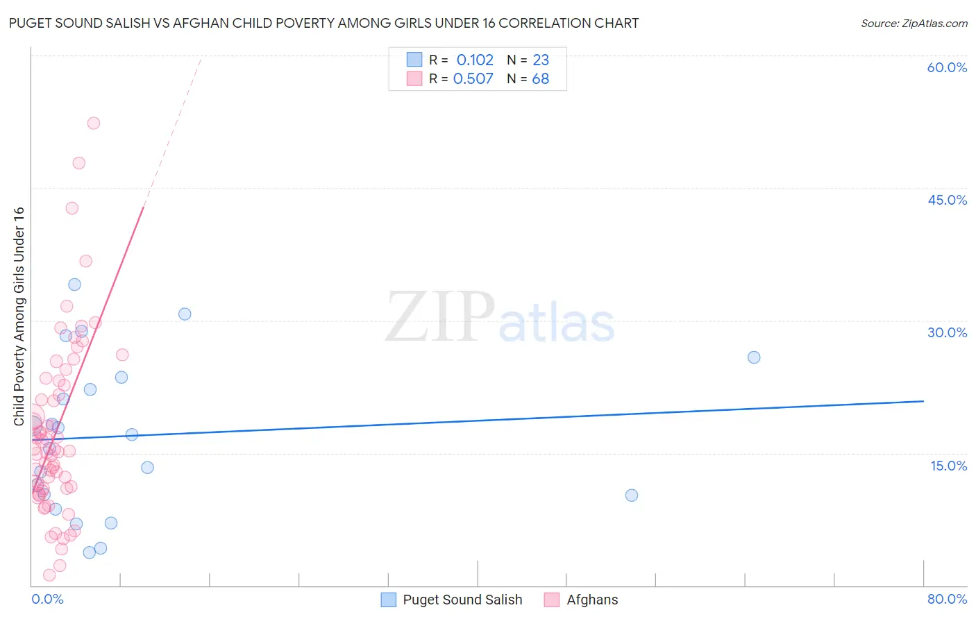 Puget Sound Salish vs Afghan Child Poverty Among Girls Under 16