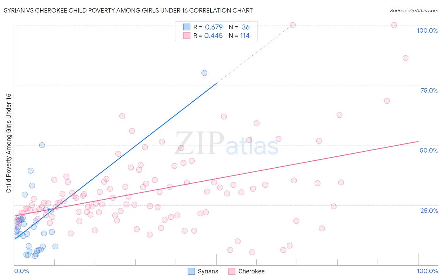 Syrian vs Cherokee Child Poverty Among Girls Under 16