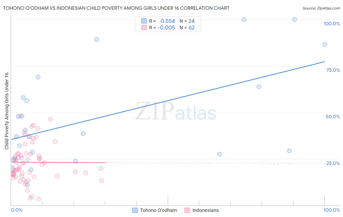Tohono O'odham vs Indonesian Child Poverty Among Girls Under 16