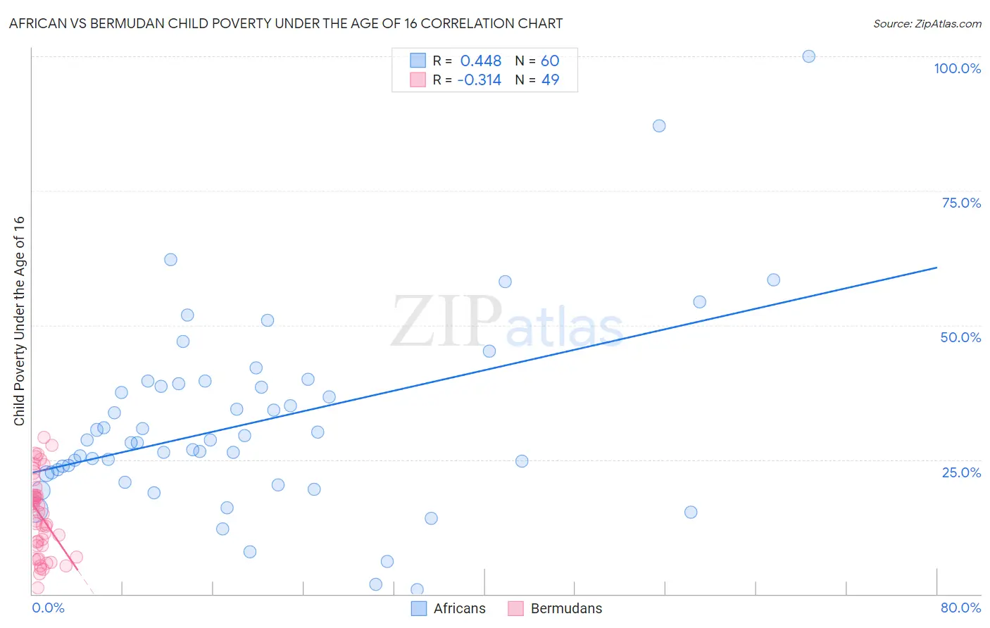 African vs Bermudan Child Poverty Under the Age of 16