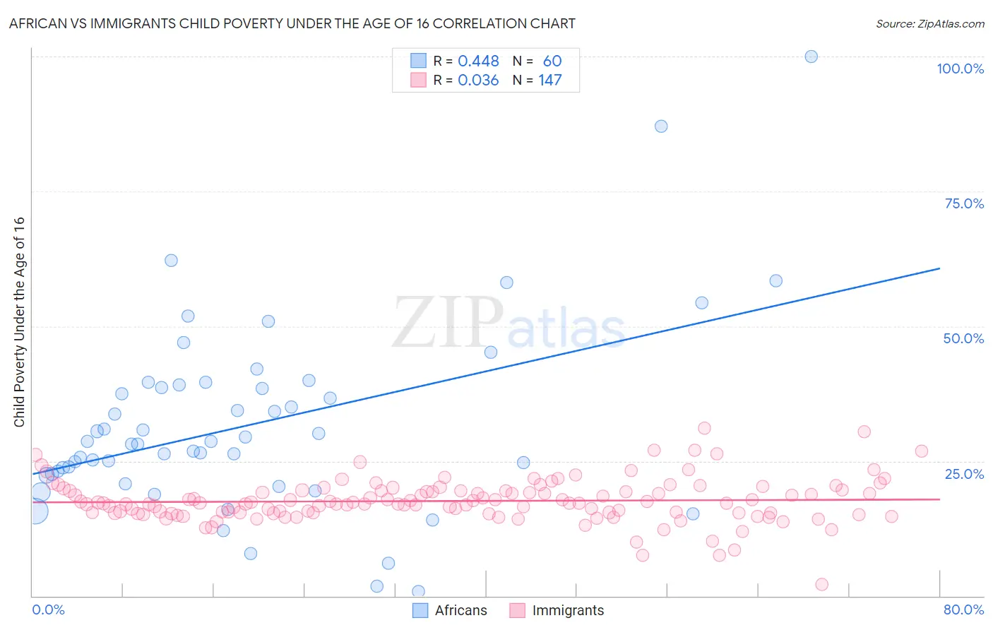 African vs Immigrants Child Poverty Under the Age of 16