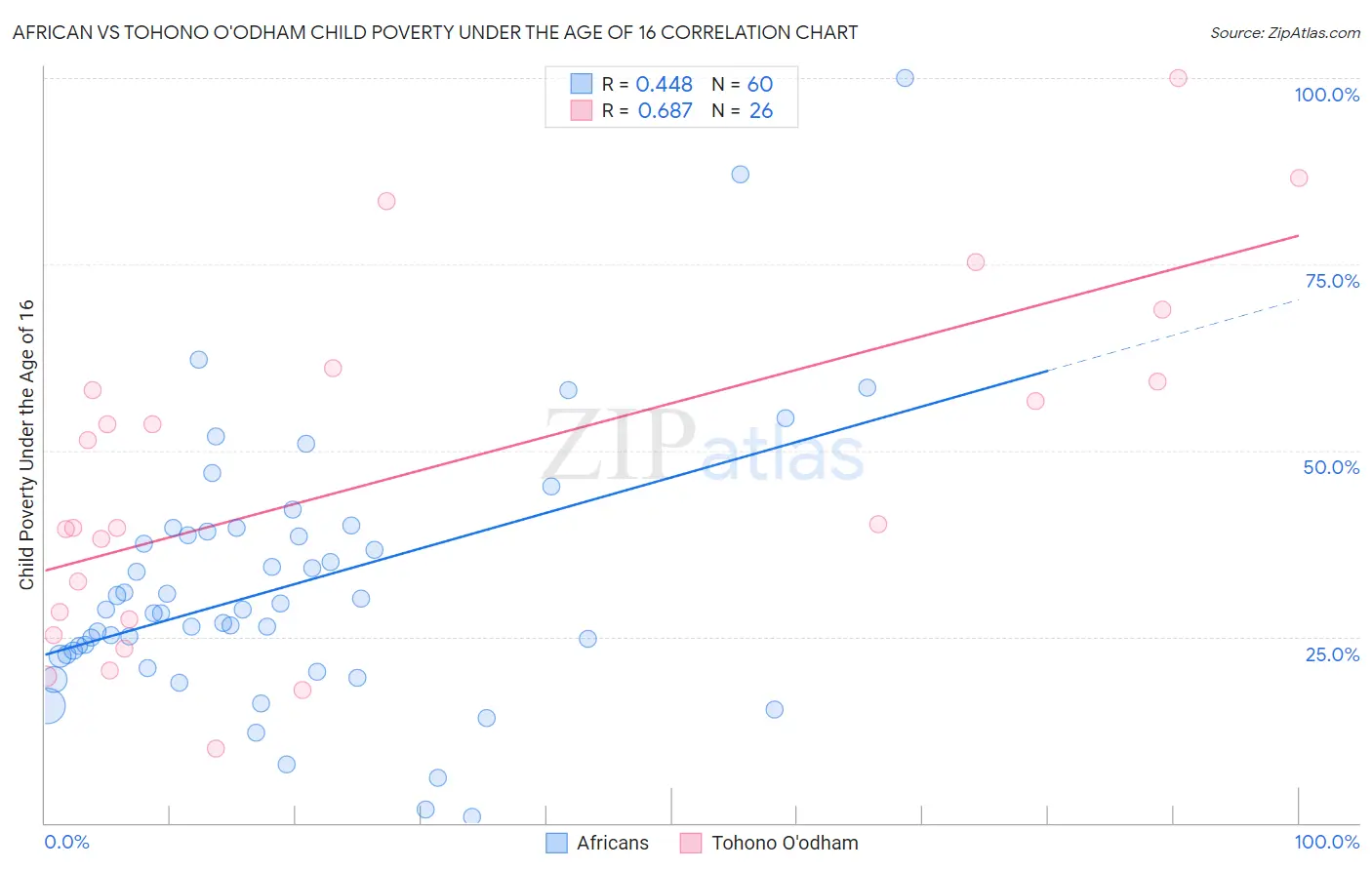 African vs Tohono O'odham Child Poverty Under the Age of 16