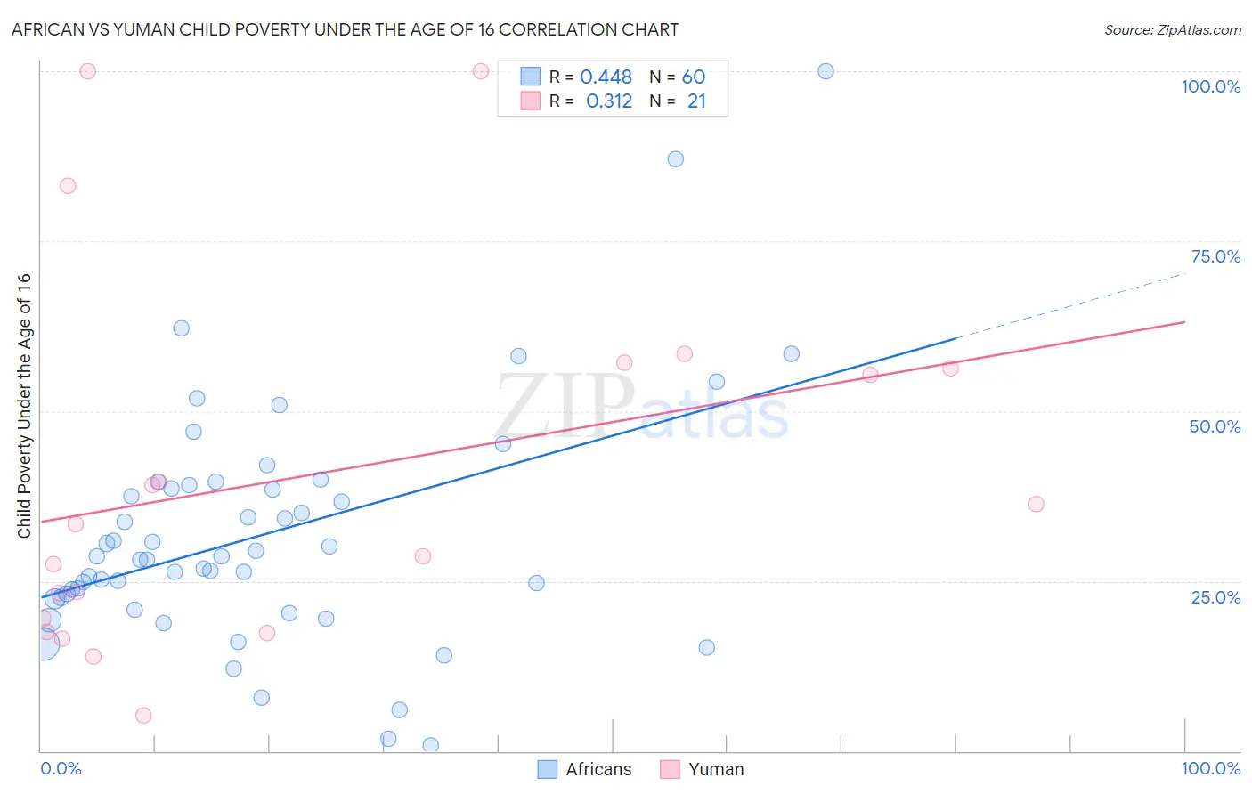 African vs Yuman Child Poverty Under the Age of 16
