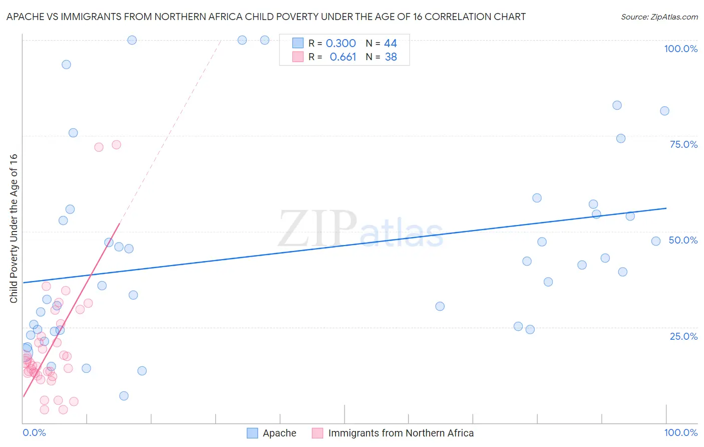 Apache vs Immigrants from Northern Africa Child Poverty Under the Age of 16