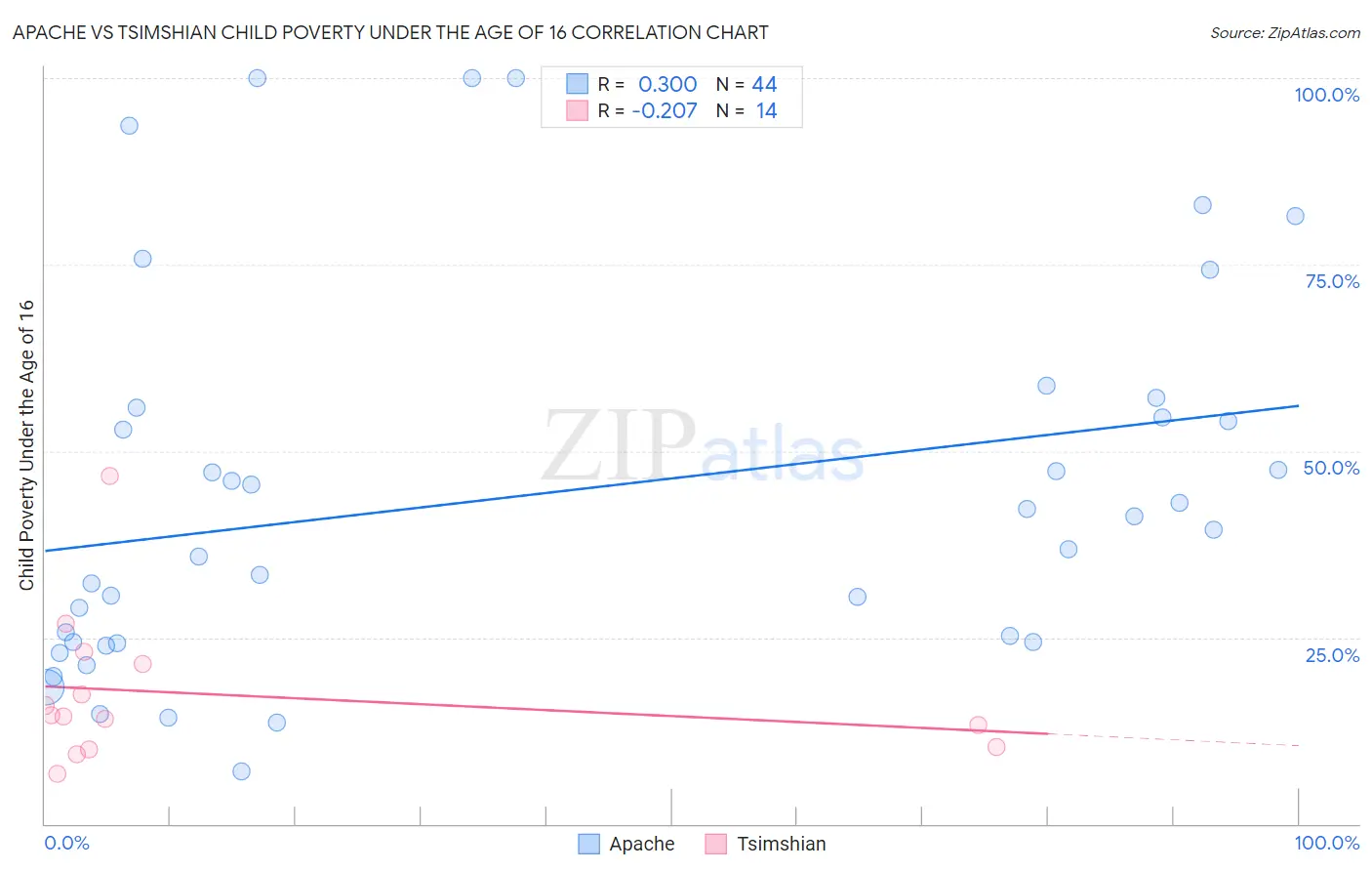 Apache vs Tsimshian Child Poverty Under the Age of 16
