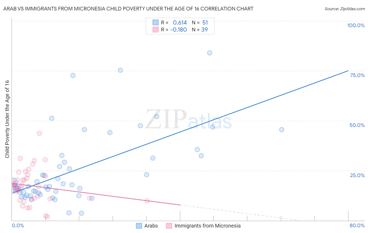 Arab vs Immigrants from Micronesia Child Poverty Under the Age of 16