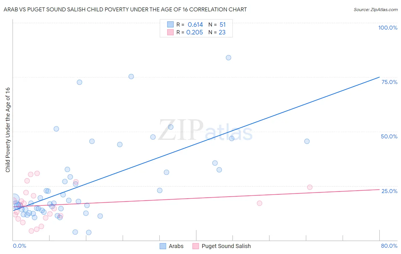 Arab vs Puget Sound Salish Child Poverty Under the Age of 16