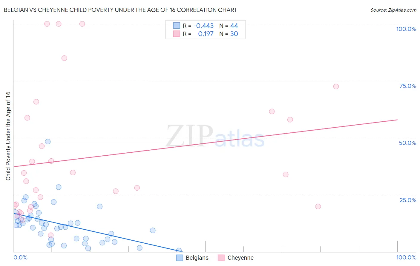 Belgian vs Cheyenne Child Poverty Under the Age of 16