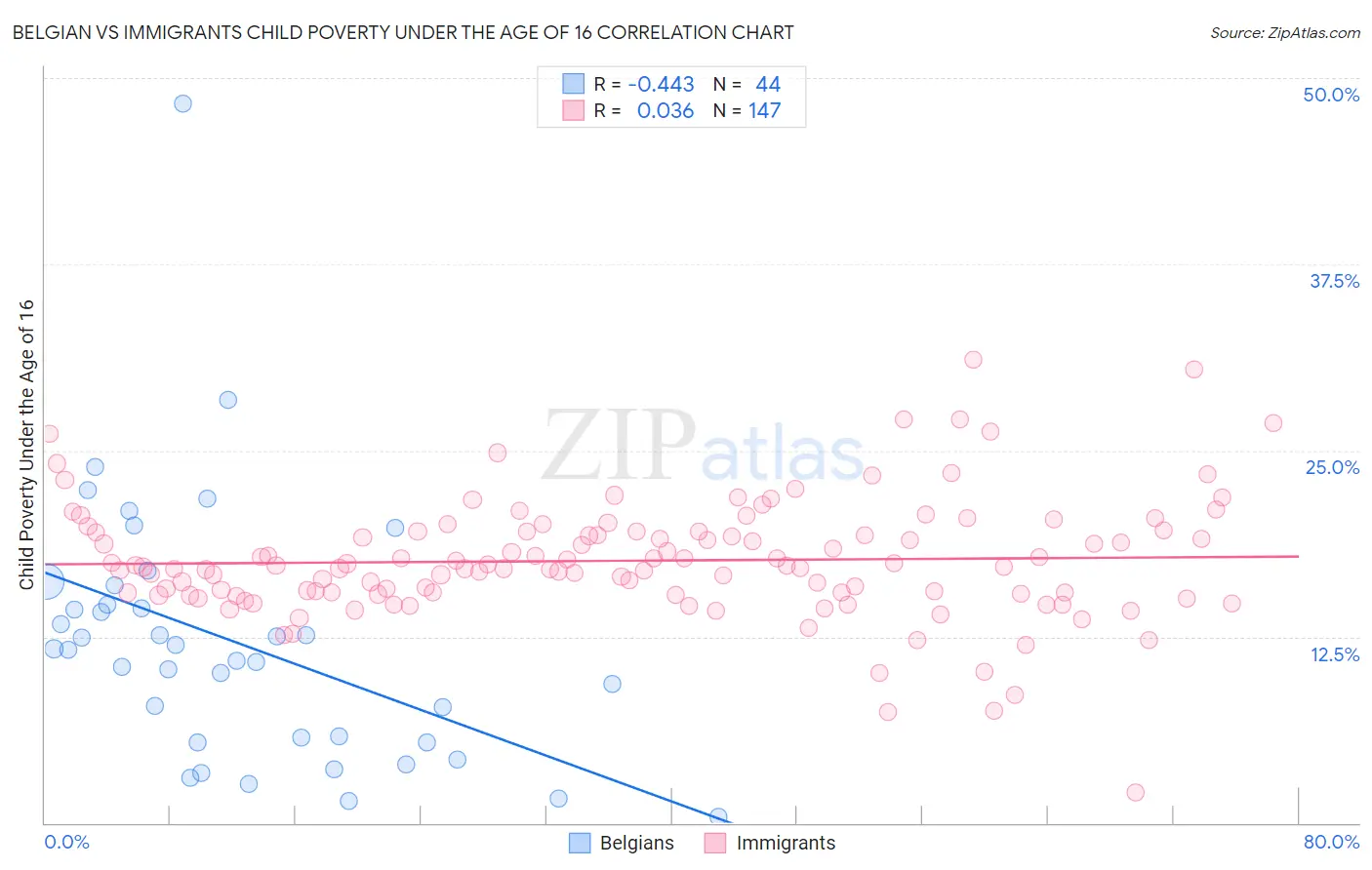 Belgian vs Immigrants Child Poverty Under the Age of 16