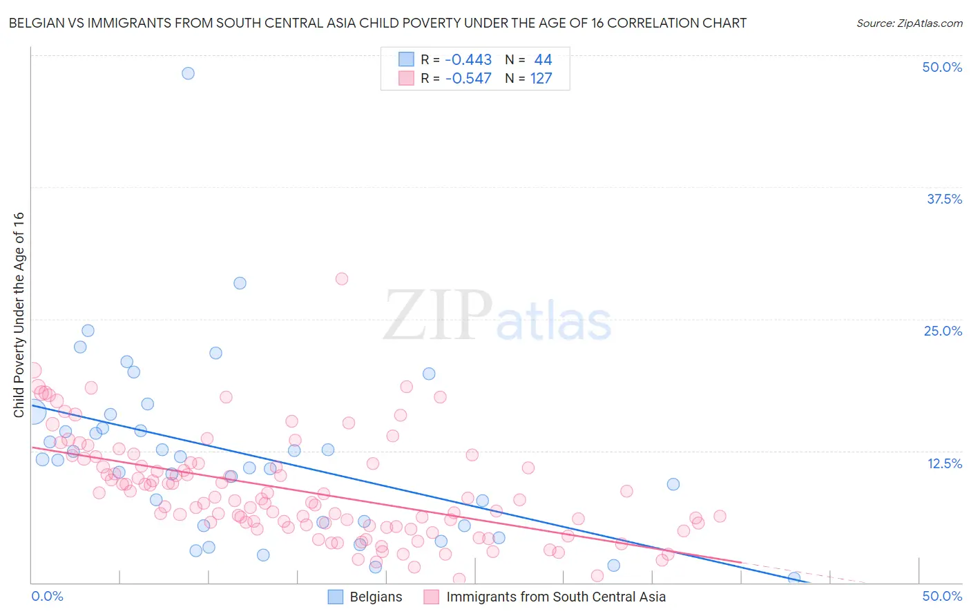 Belgian vs Immigrants from South Central Asia Child Poverty Under the Age of 16